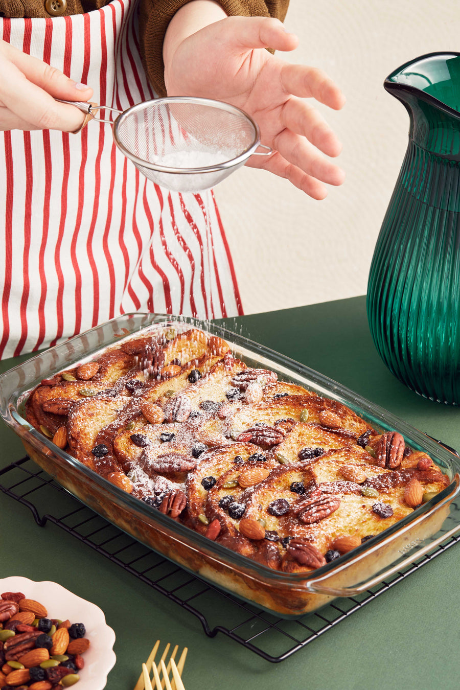 Bread And Butter Pudding Topped With Antioxidant Berry Trail Mix