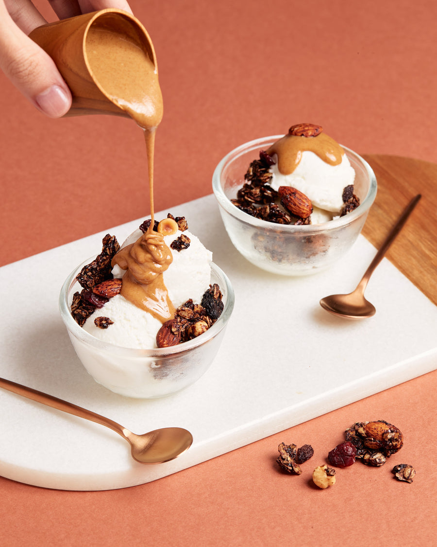 Blackforest Granola & Almond Butter Drizzle on Ice Cream