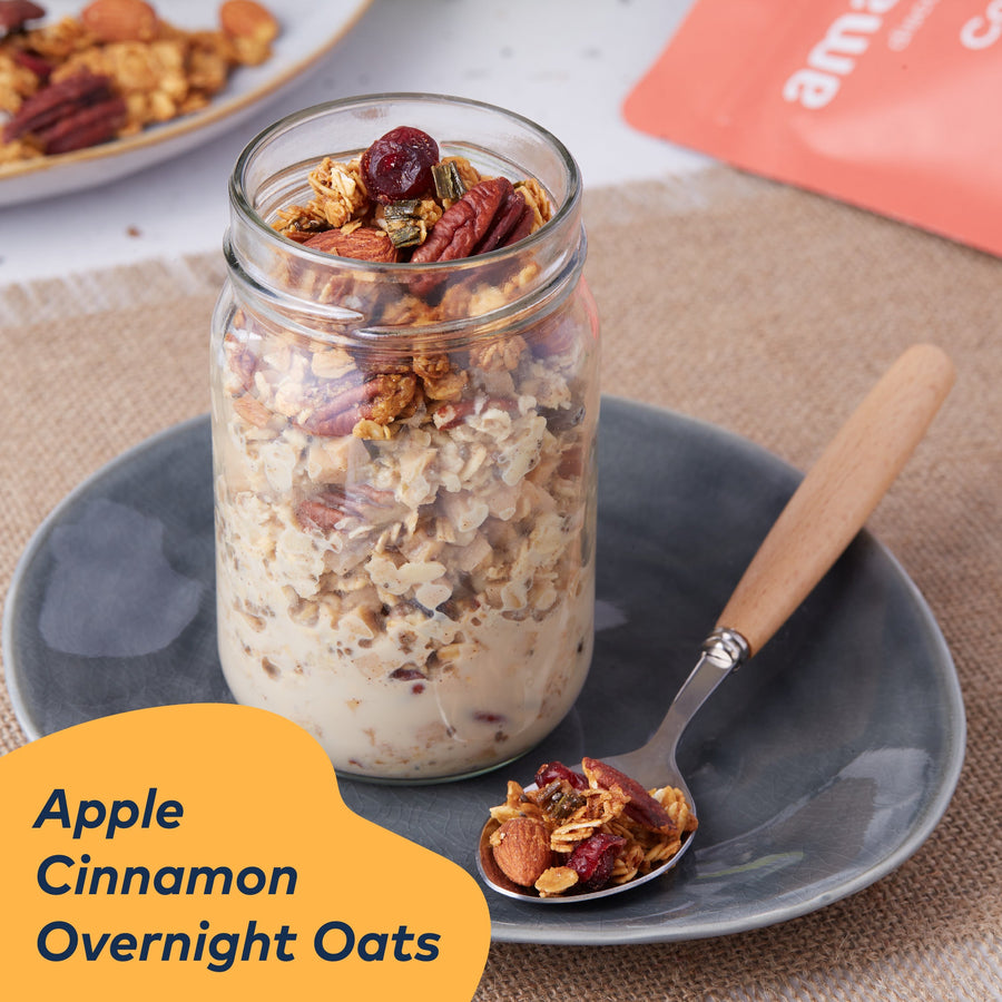 Amazin' Recipe: Apple Cinnamon Overnight Oats (3 Ingredients only)