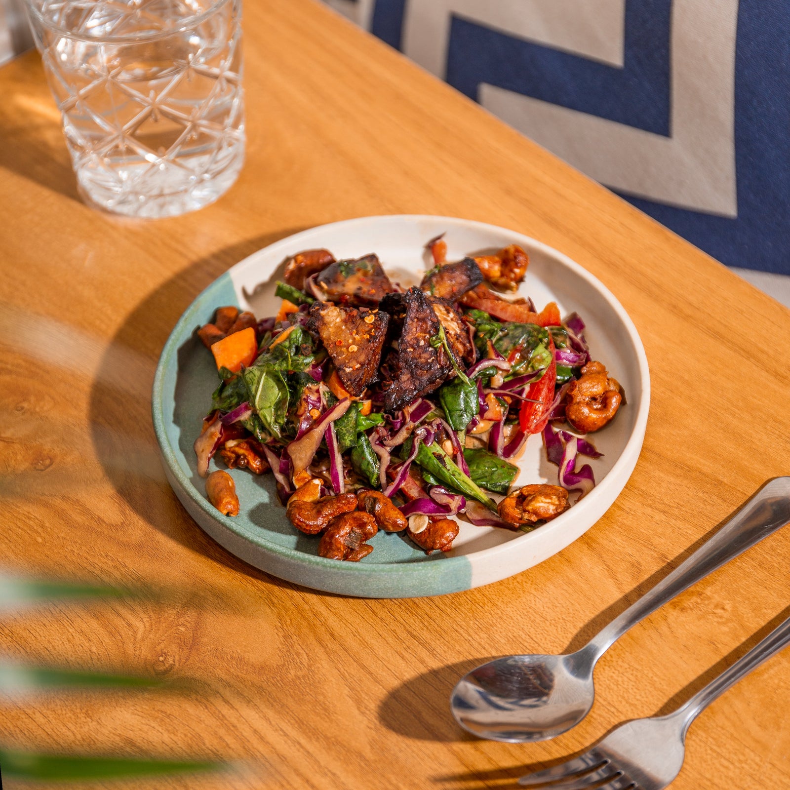 Sweet & Spicy Thai Tempeh Salad With Peanut Butter Dressing