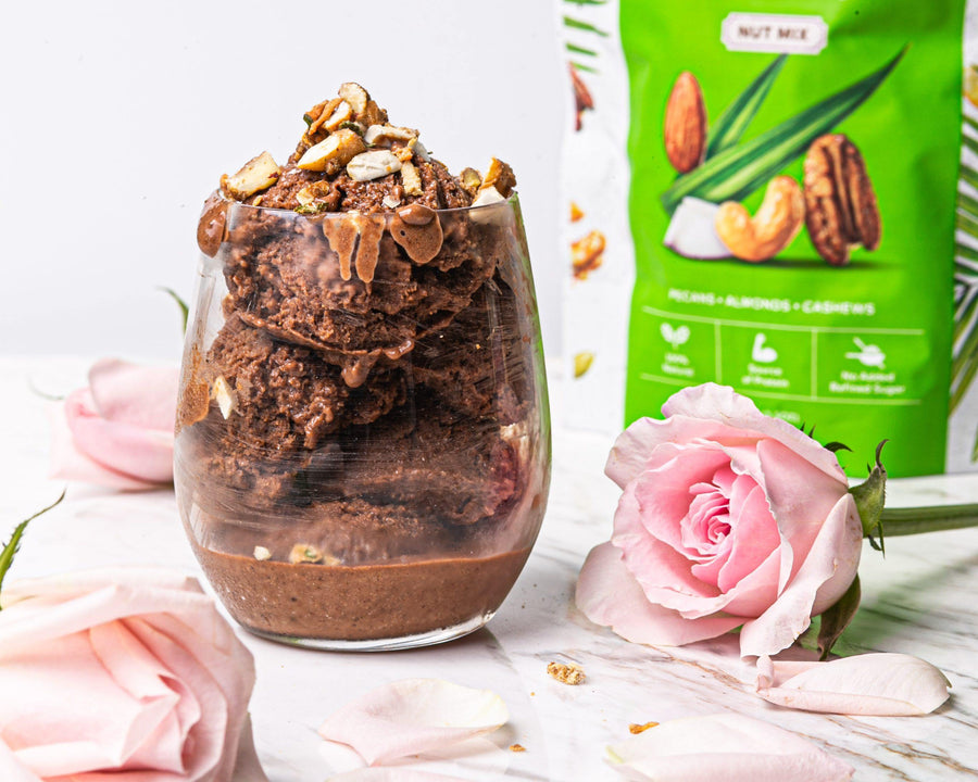 Chocolate Nice Cream with Pandan Coconut Nuts - Amazin' Graze Singapore