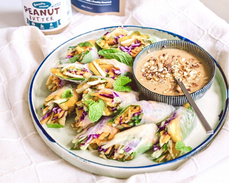 Mango Rice Paper Rolls with Peanut Butter Dipping Sauce - Amazin' Graze Singapore