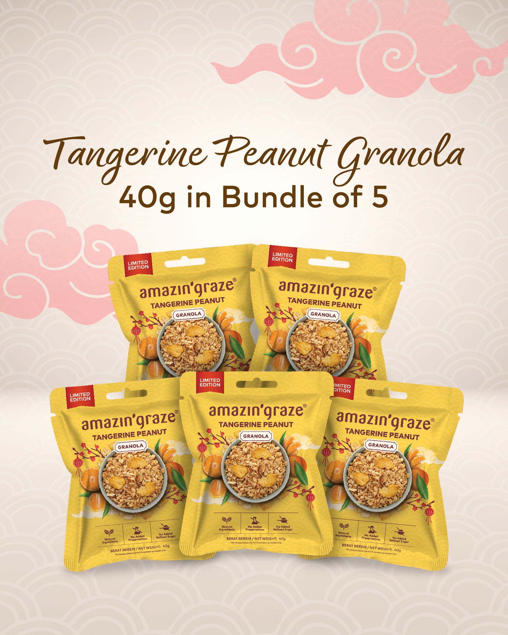 Amazin’ Graze Tangerine Peanut Granola paired with yogurt and fresh fruit for a balanced morning meal.