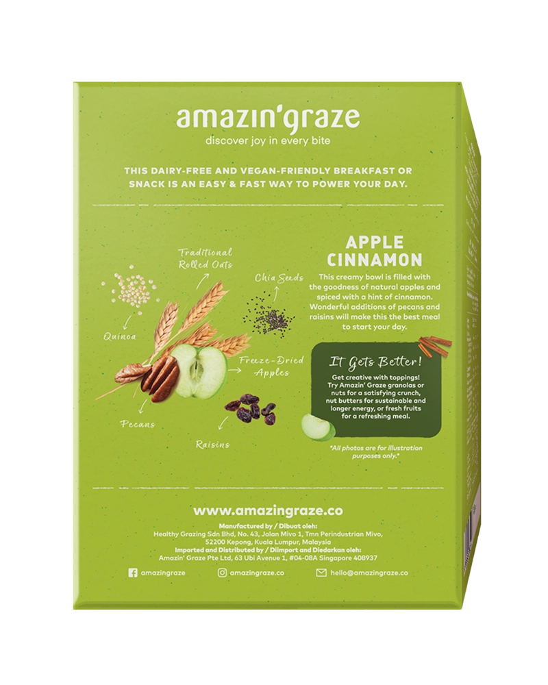 ÔªøAmazin' Graze Apple Cinnamon Instant Oatmeal 240g Back