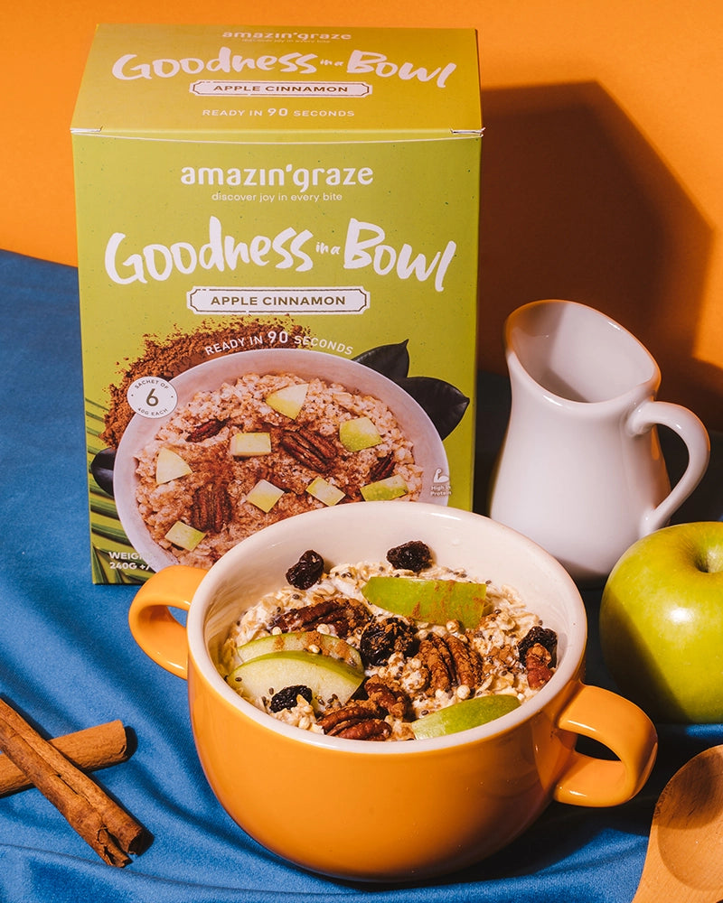 Amazin' Graze Apple Cinnamon Instant Oatmeal 240g lifestyle