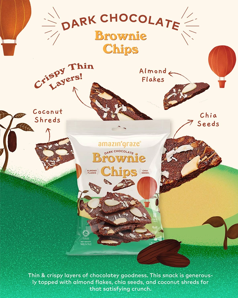 Amazin' Graze Bundle of 3 Brownie Chips - Dark Chocolate Brownie Chips