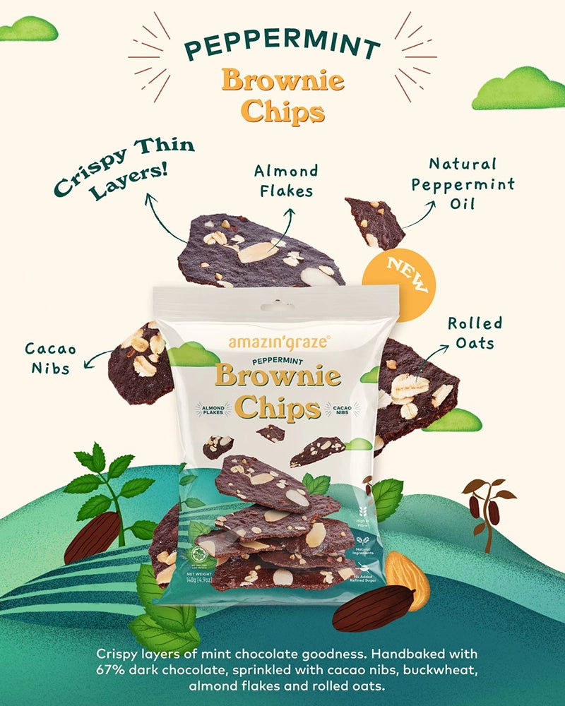 Amazin' Graze Bundle of 3 Brownie Chips - Peppermint Brownie Chips