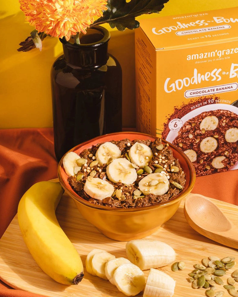 Amazin' Graze Chocolate Banana Instant Oatmeal 240g Lifestyle