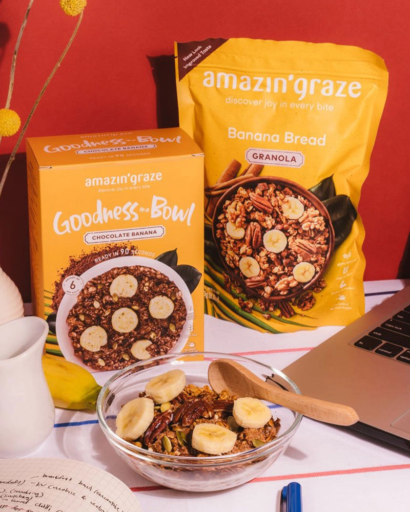 Amazin' Graze Chocolate Banana Instant Oatmeal 240g lifestyle