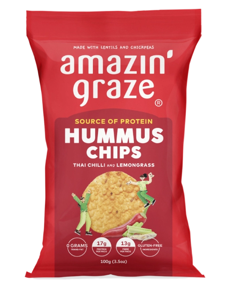 Amazin' Graze Hummus Chips Thai Chilli & Lemongrass 100g
