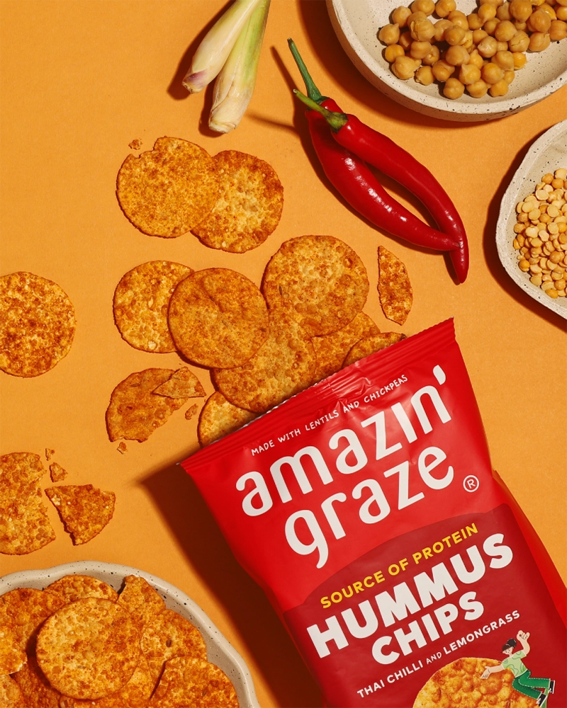 Amazin' Graze Hummus Chips Thai Chilli & Lemongrass 100g Advertisement