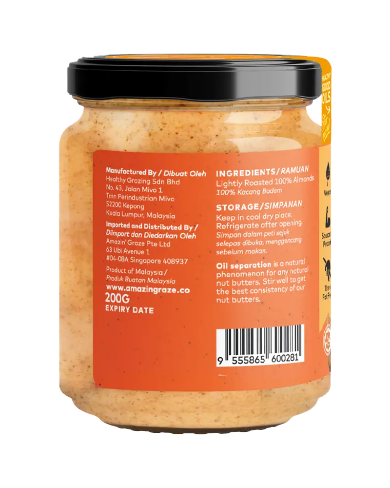 Amazin' Graze Extra Smooth Almond Nut Butter 200g Back (2)