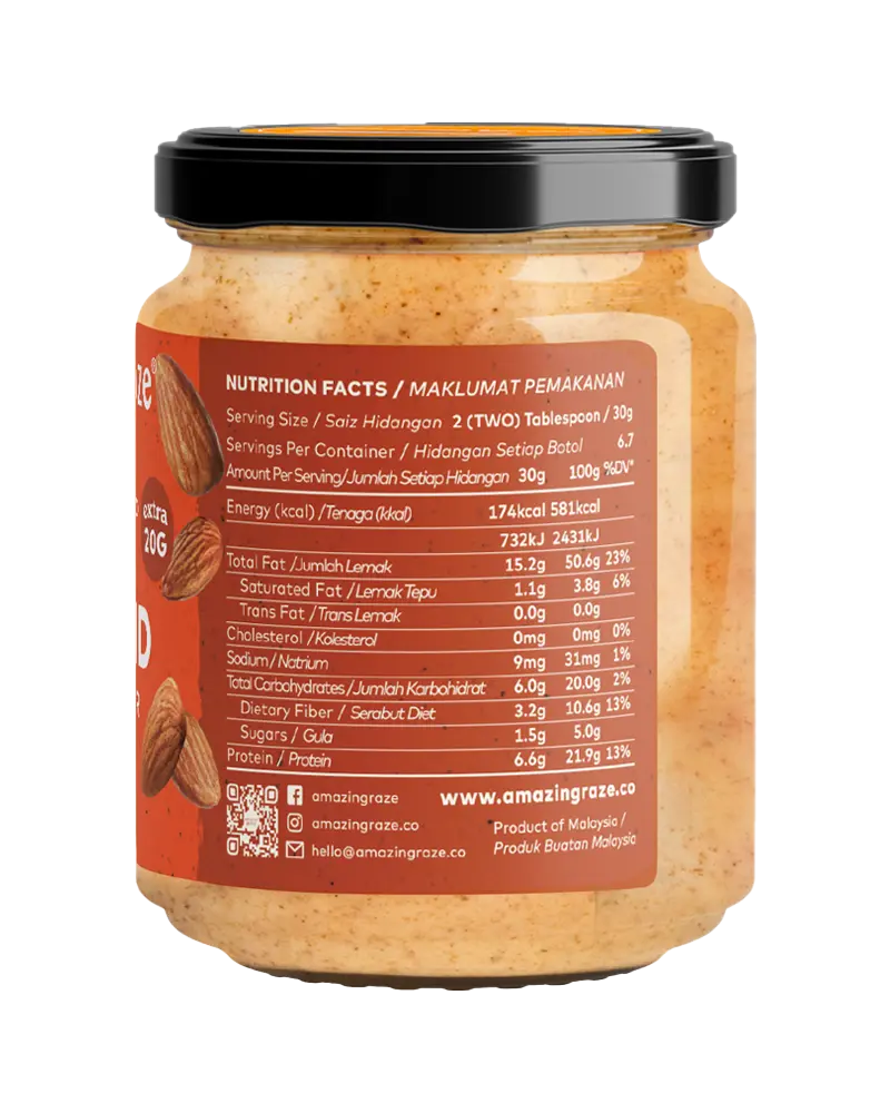 Amazin' Graze Extra Smooth Almond Nut Butter 200g Back