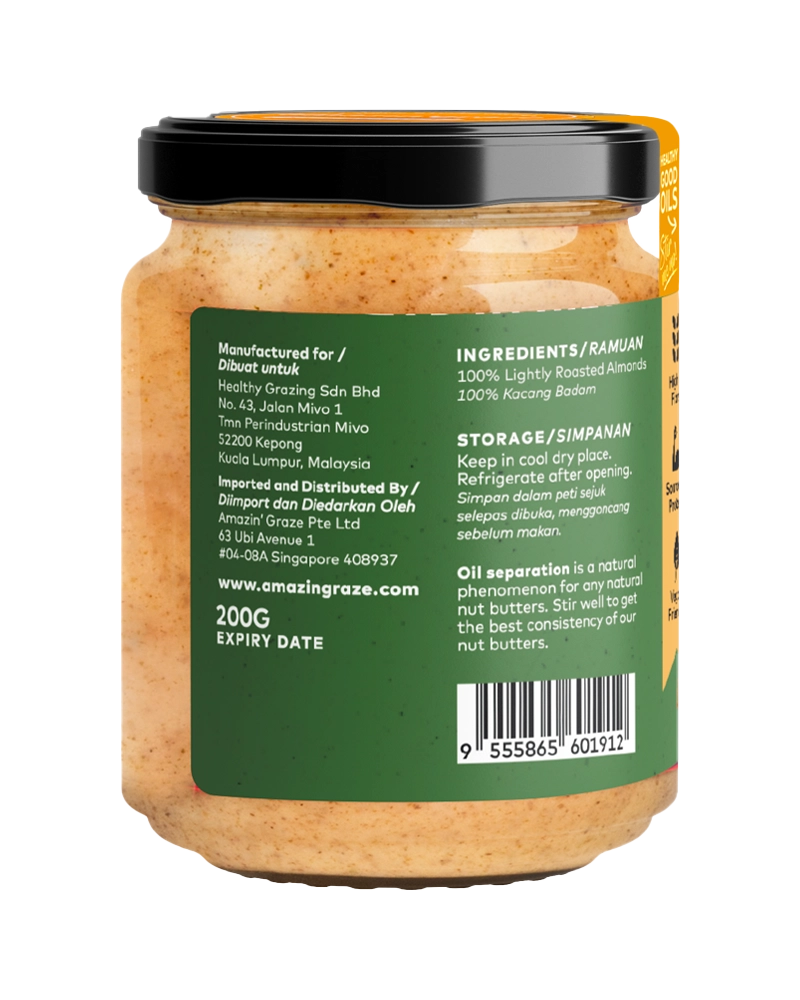 Amazin' Graze Crunchy Almond Butter 200g Back (2)