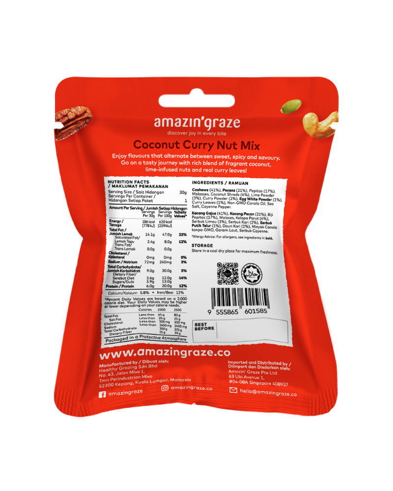 Amazin' Graze Mini Coconut Curry Lime Nut Mix 30g