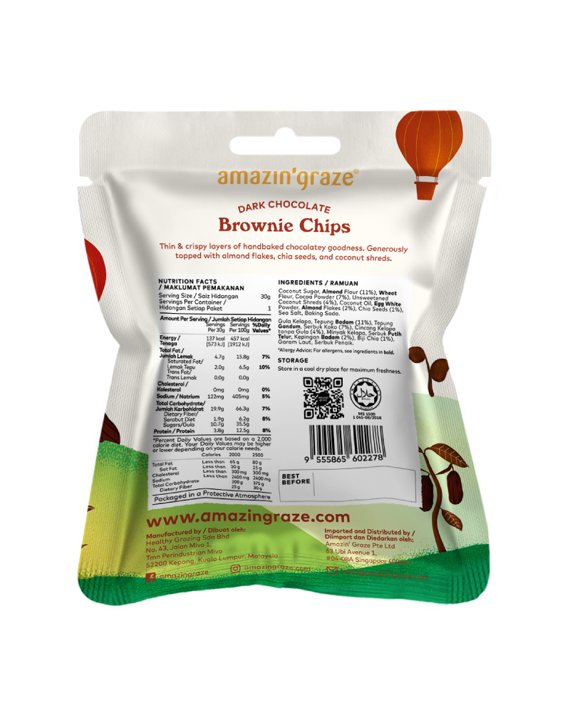 Amazin' Graze Mini Dark Chocolate Brownie Chips 30g