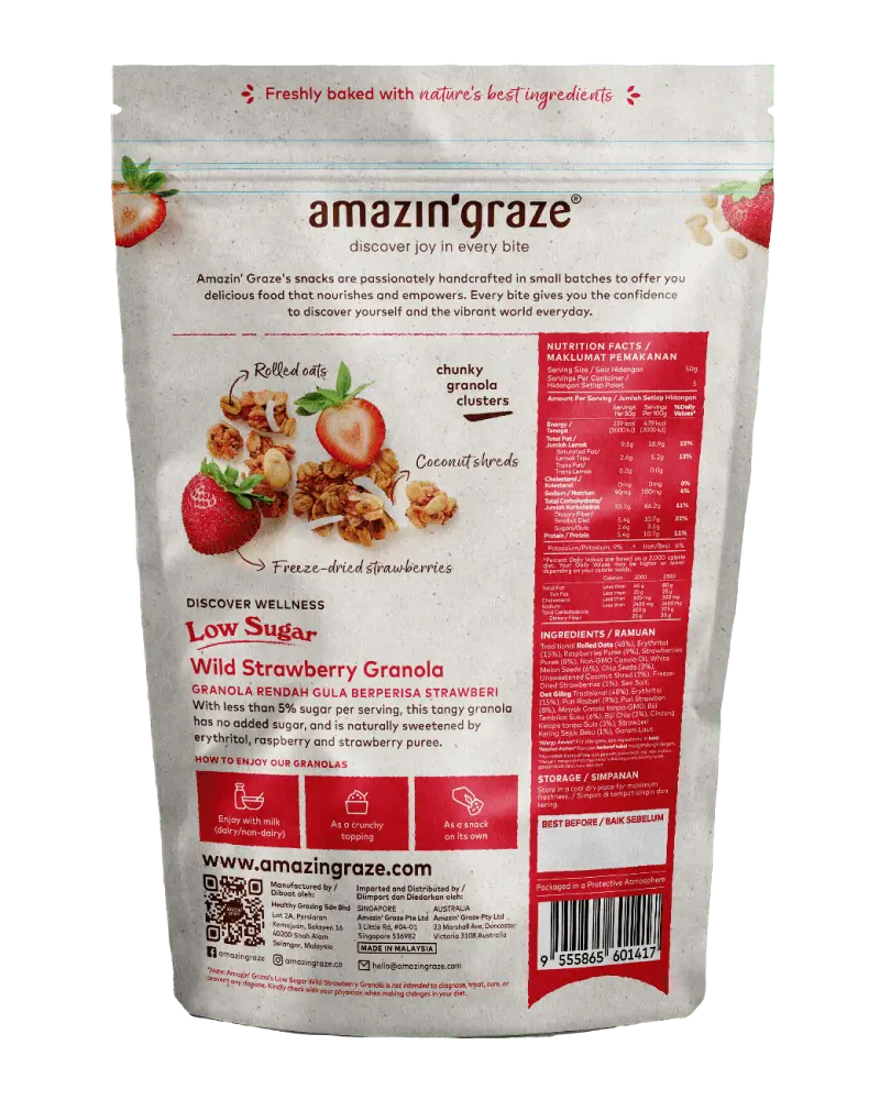 Low Sugar Wild Strawberry Granola packaging