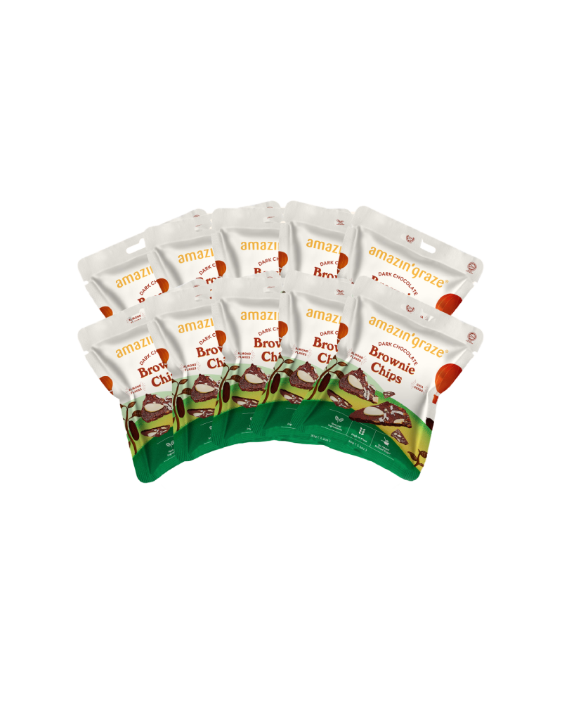 Amazin' Graze Mini Dark Chocolate Brownie Chips-Bundle of 10 300g (10 x 30)