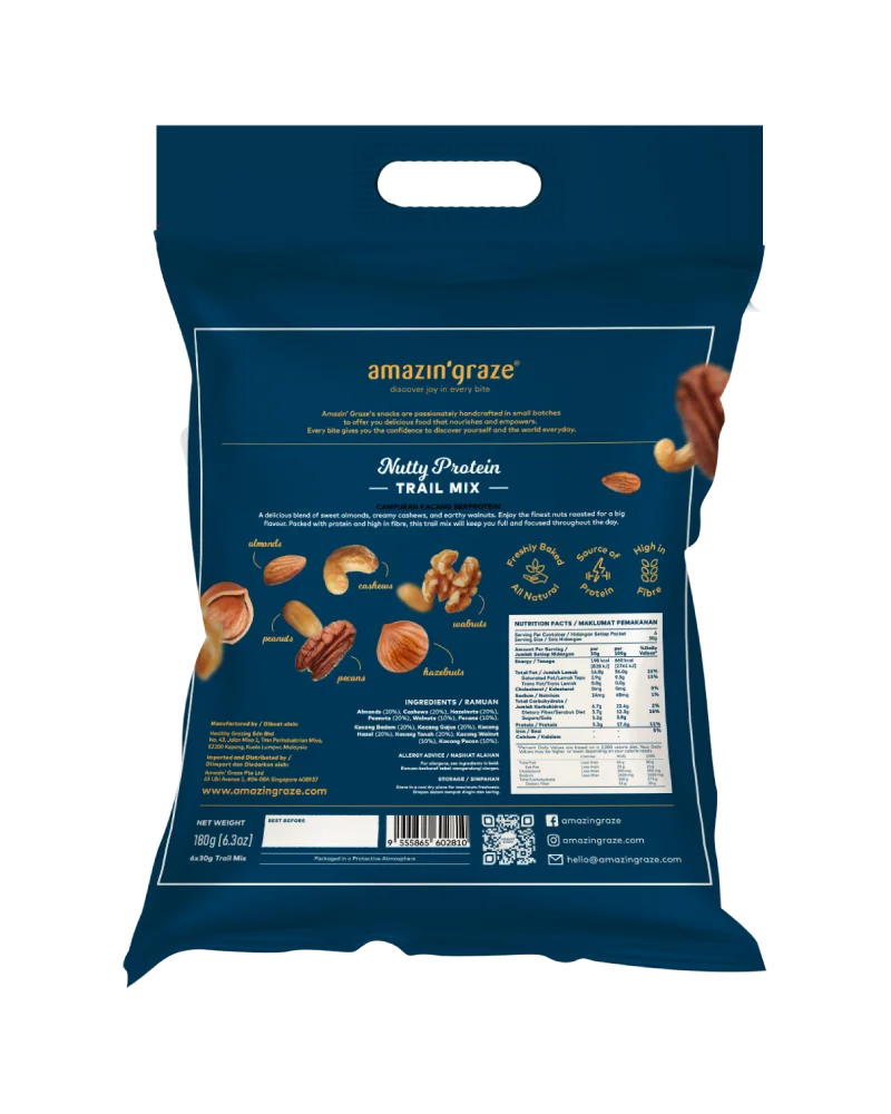 Amazin' Graze Bag of 6 Nutty Trail Mix Back