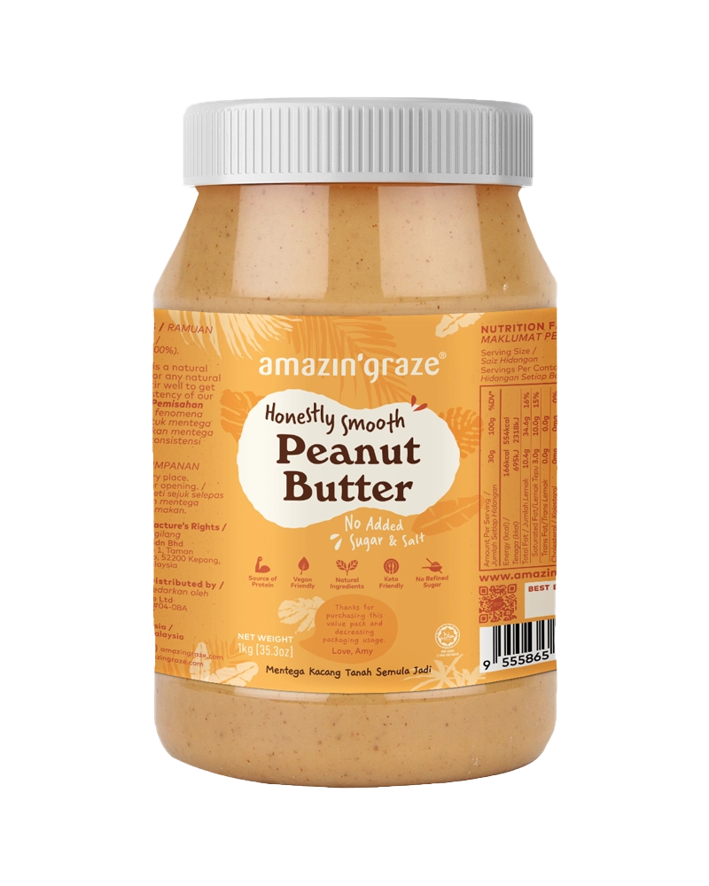 Amazin' Graze Smooth Peanut Butter [Salt & Sugar Free] 1kg
