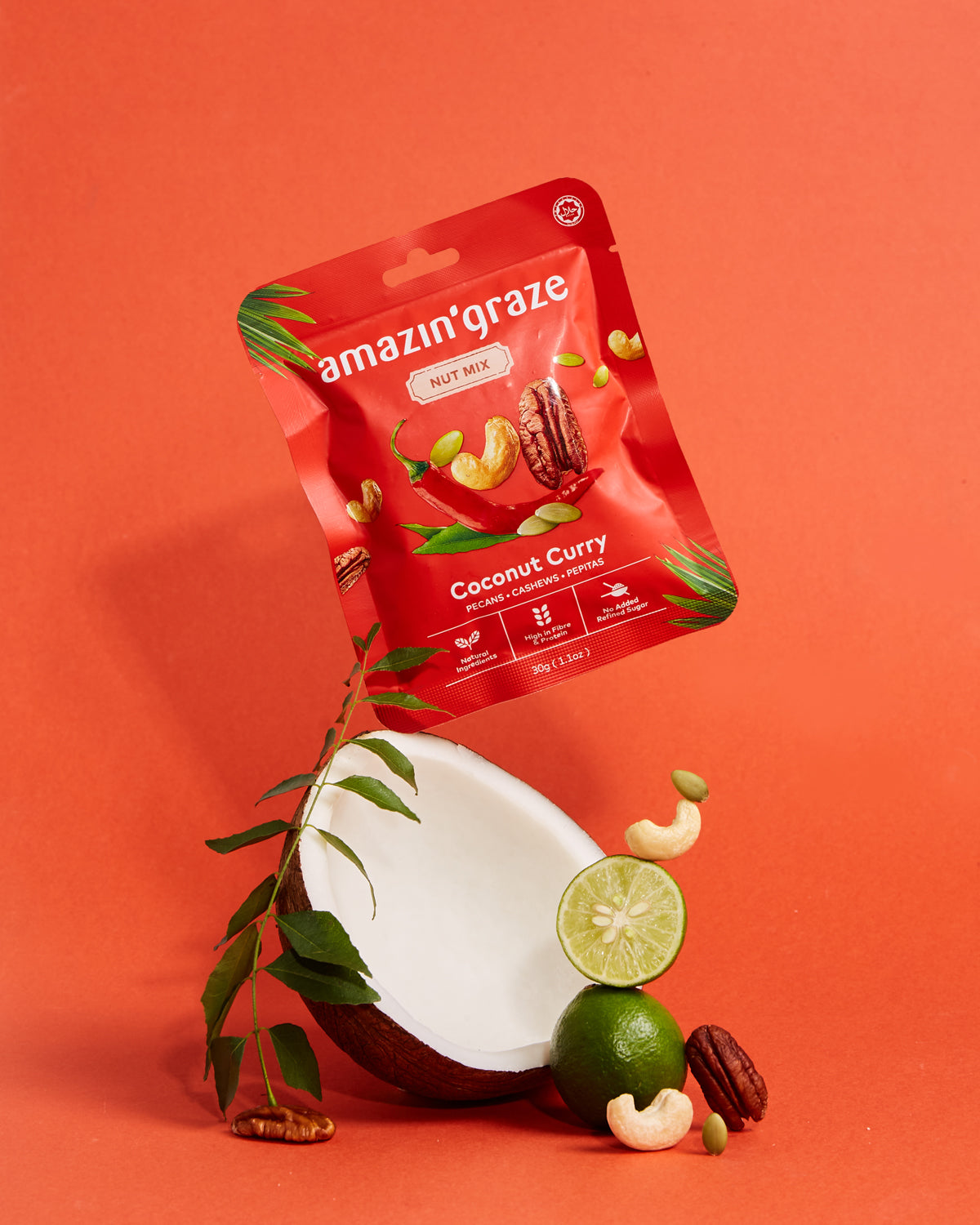 Amazin' Graze Mini Coconut Curry Lime Nut Mix 30g