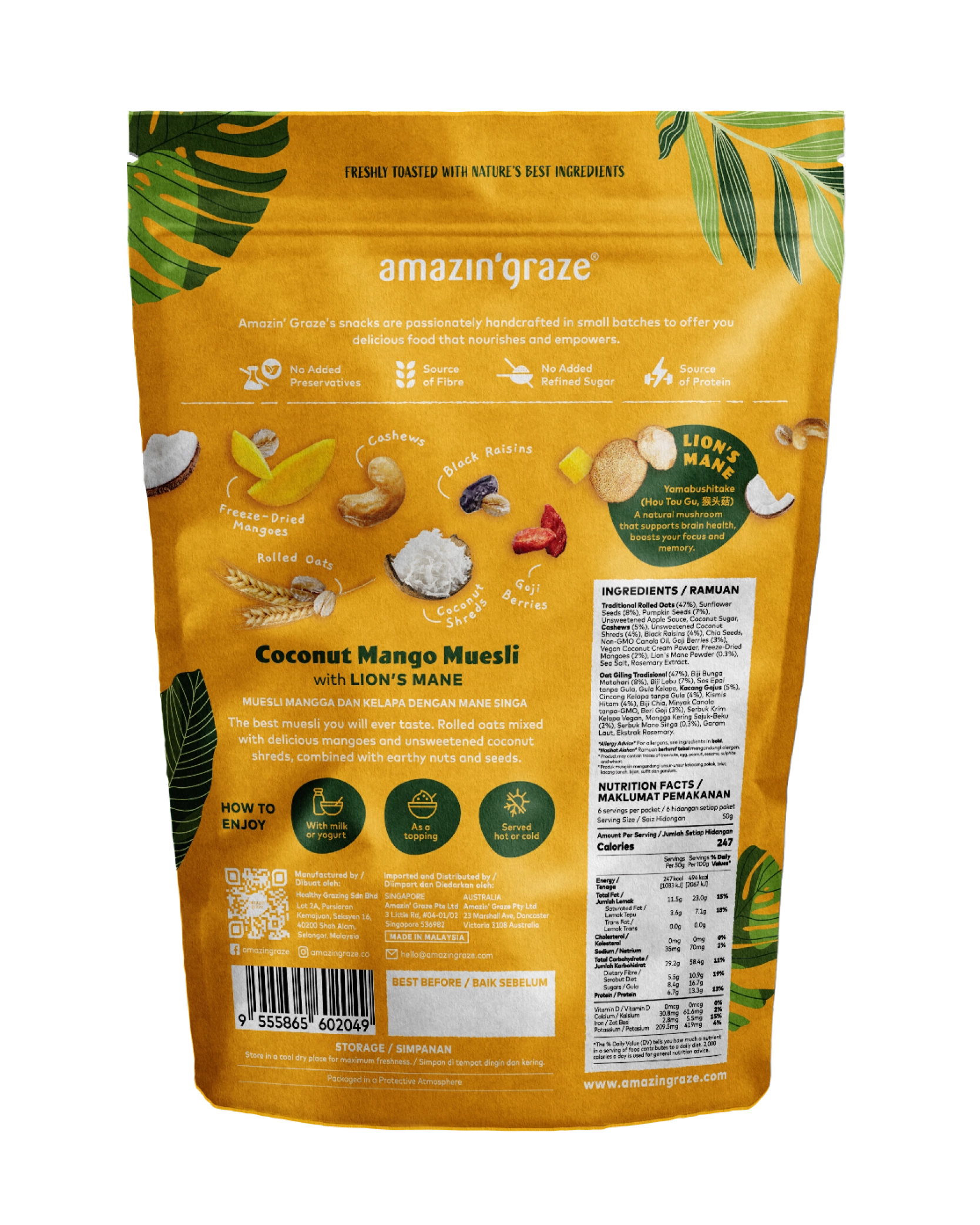 Coconut  Mango Museli packaging