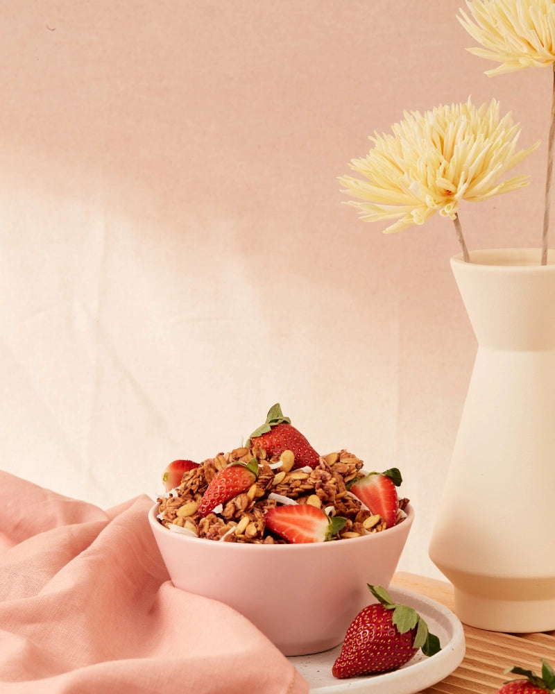 Low Sugar Wild Strawberry Granola themed shot